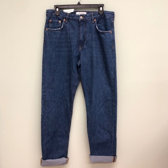 Zara | Women's Folded Up Straight leg Jeans | Blue | Size 8 - Picture 2 of 4